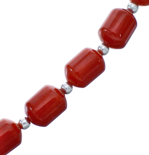 Sterling Silver Coral 24" Bead Necklace KX121070